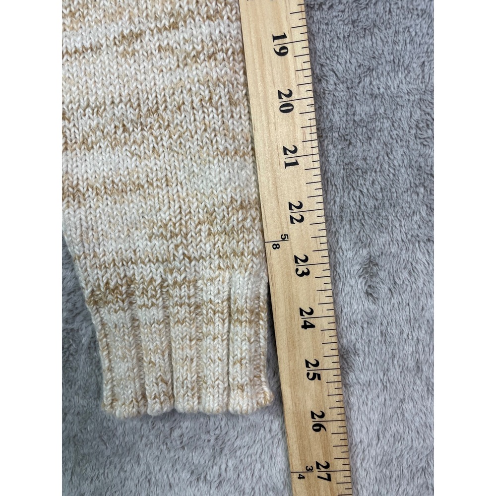 LOFT Sweater Womens Large L Beige Chunky Knit Very Merry Candy Cane Graphic Cozy - Picture 8 of 11